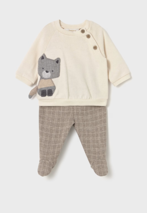 Mayoral Sweatshirt & Checked Trouser Set Style 2586 - Sesame
